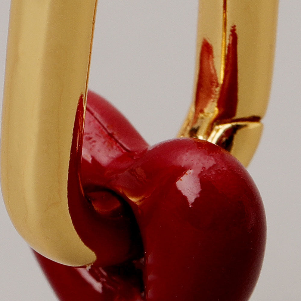 Enamel red love earrings