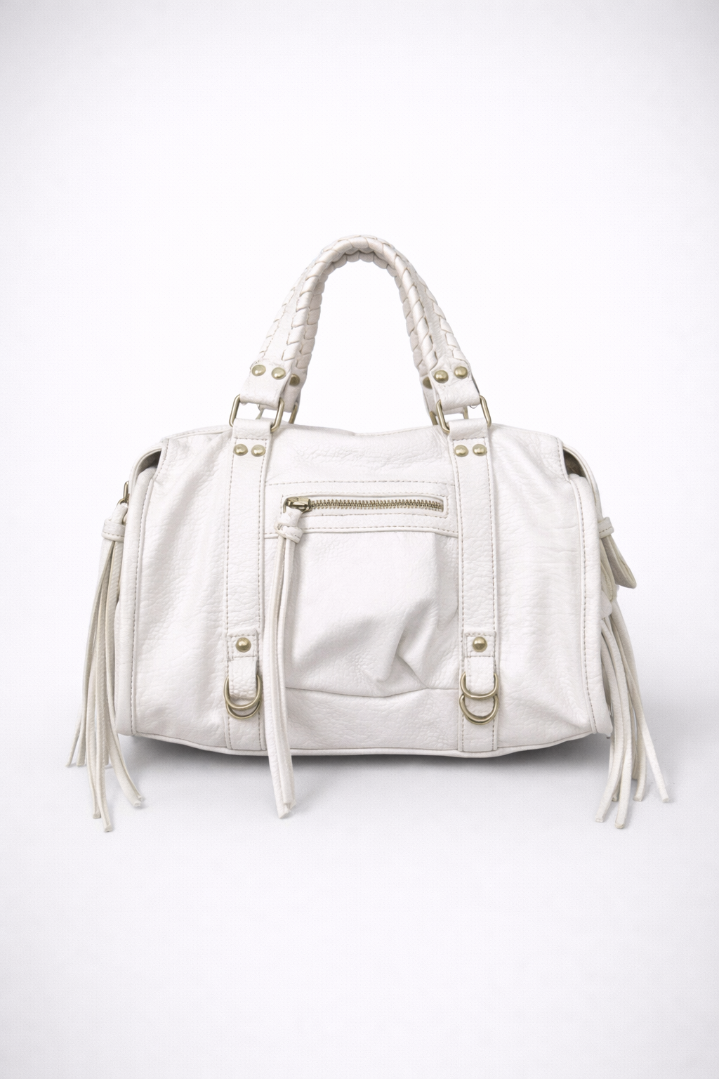 White Vegan   Leather Handbag for School | Cortona