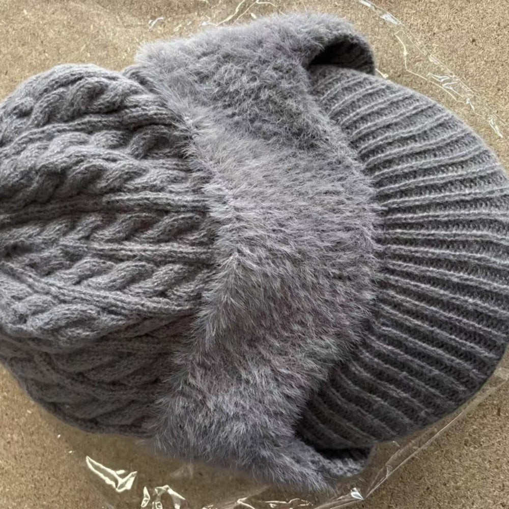 Winter Hat Trapper Ear Flap Knit Cap With Visor Cold Weather