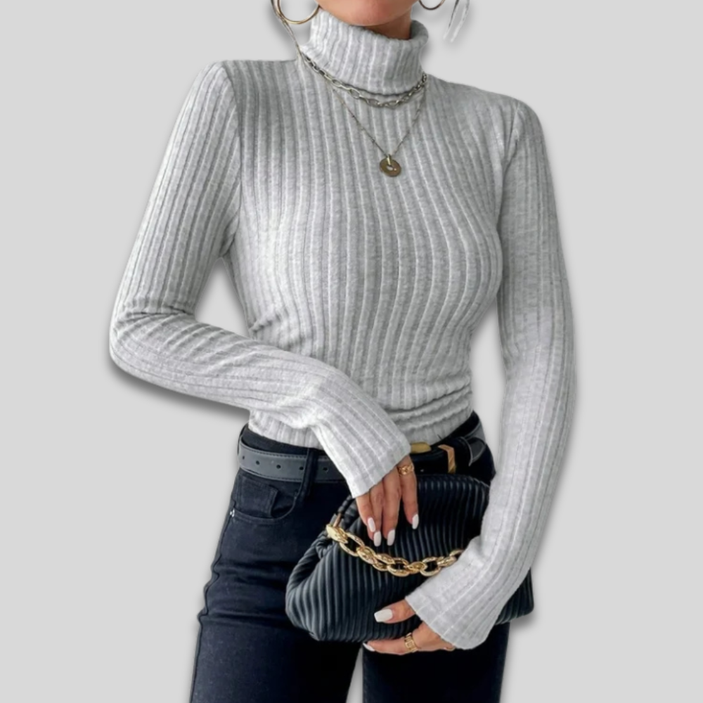 Women Ribbed Fleece Bodysuit - Long Sleeve High Neck