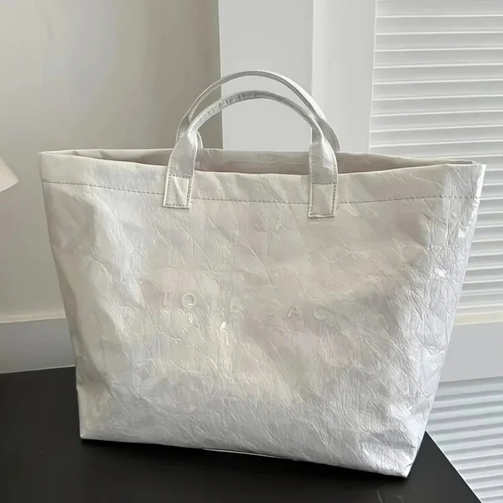 Women's Large Tote Bag - Metallic Oversized Reusable Handbag