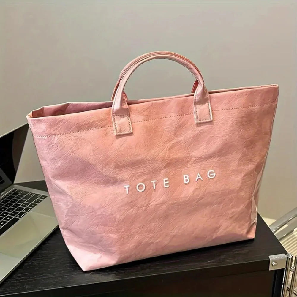 Women's Large Tote Bag - Metallic Oversized Reusable Handbag