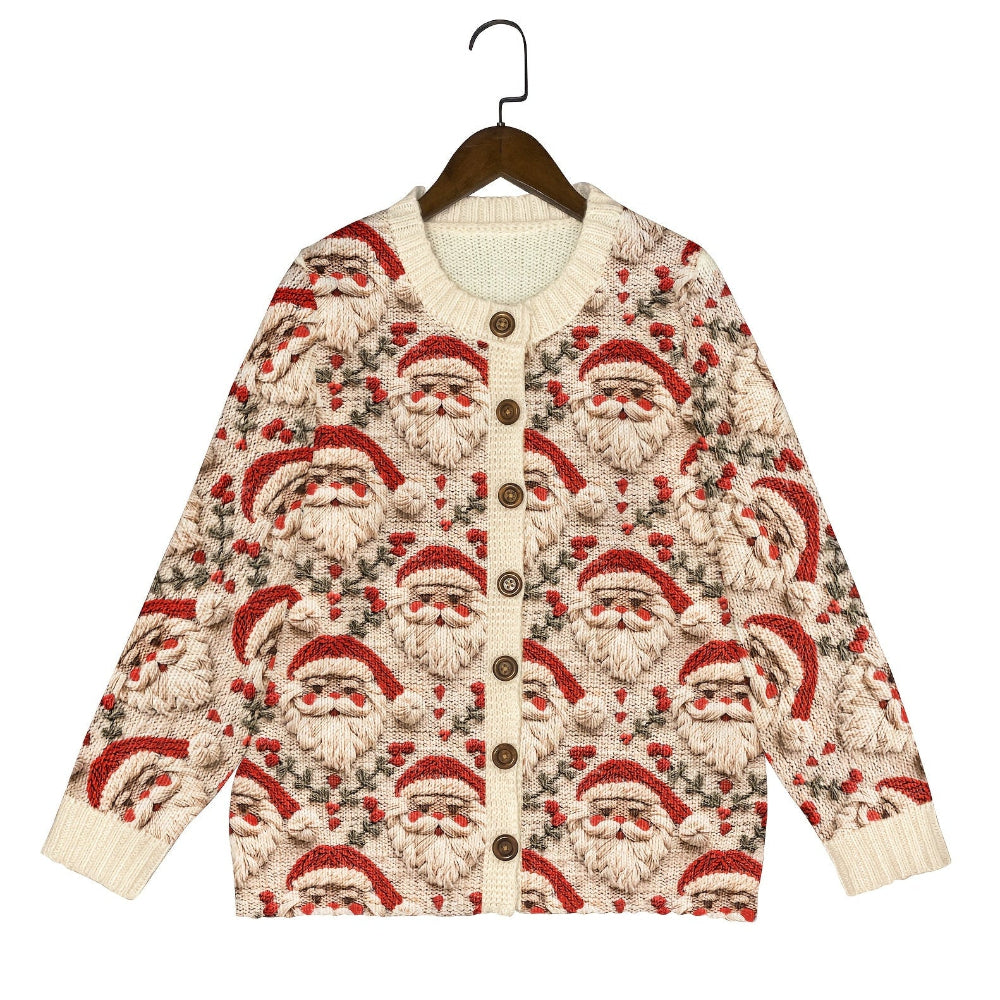 Women’s Santa Knit Christmas Cardigan - Ugly Christmas Sweater