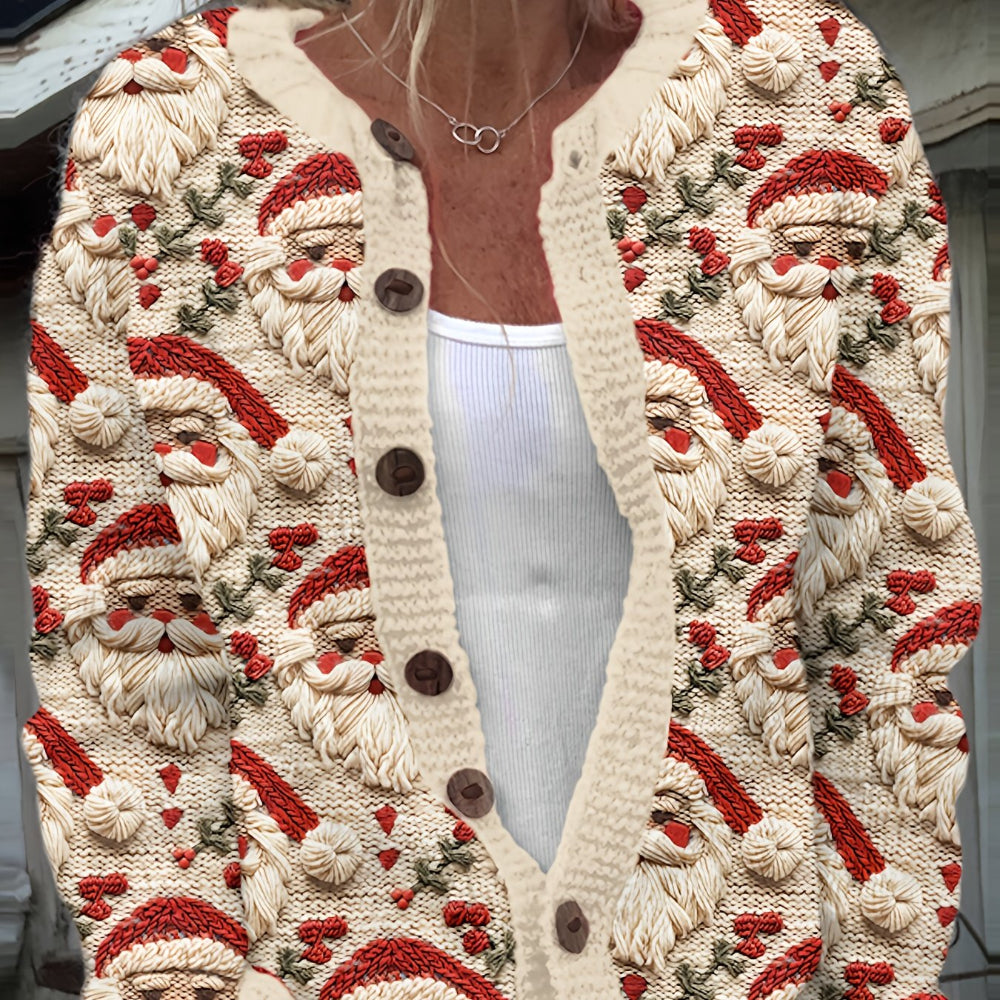 Women’s Santa Knit Christmas Cardigan - Ugly Christmas Sweater