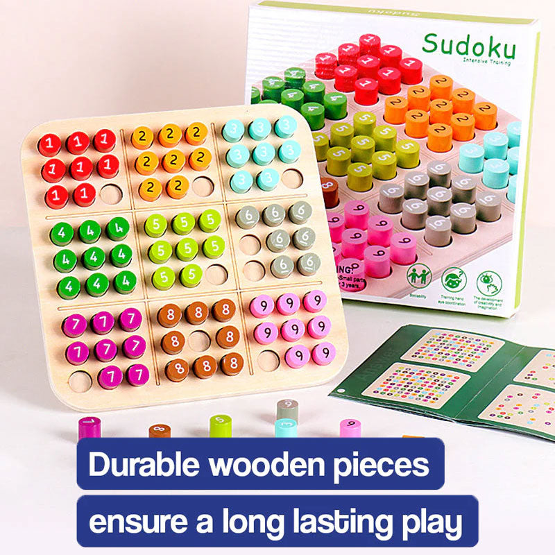 Wooden Sudoku Color and Number Memory Board
