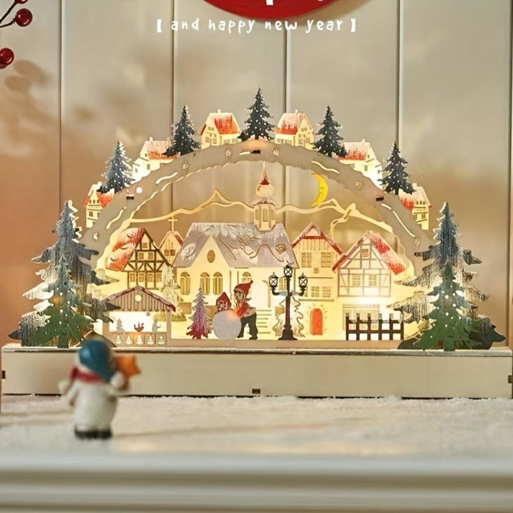 Christmas Ornaments LED Village Wooden Tabletop Decoration