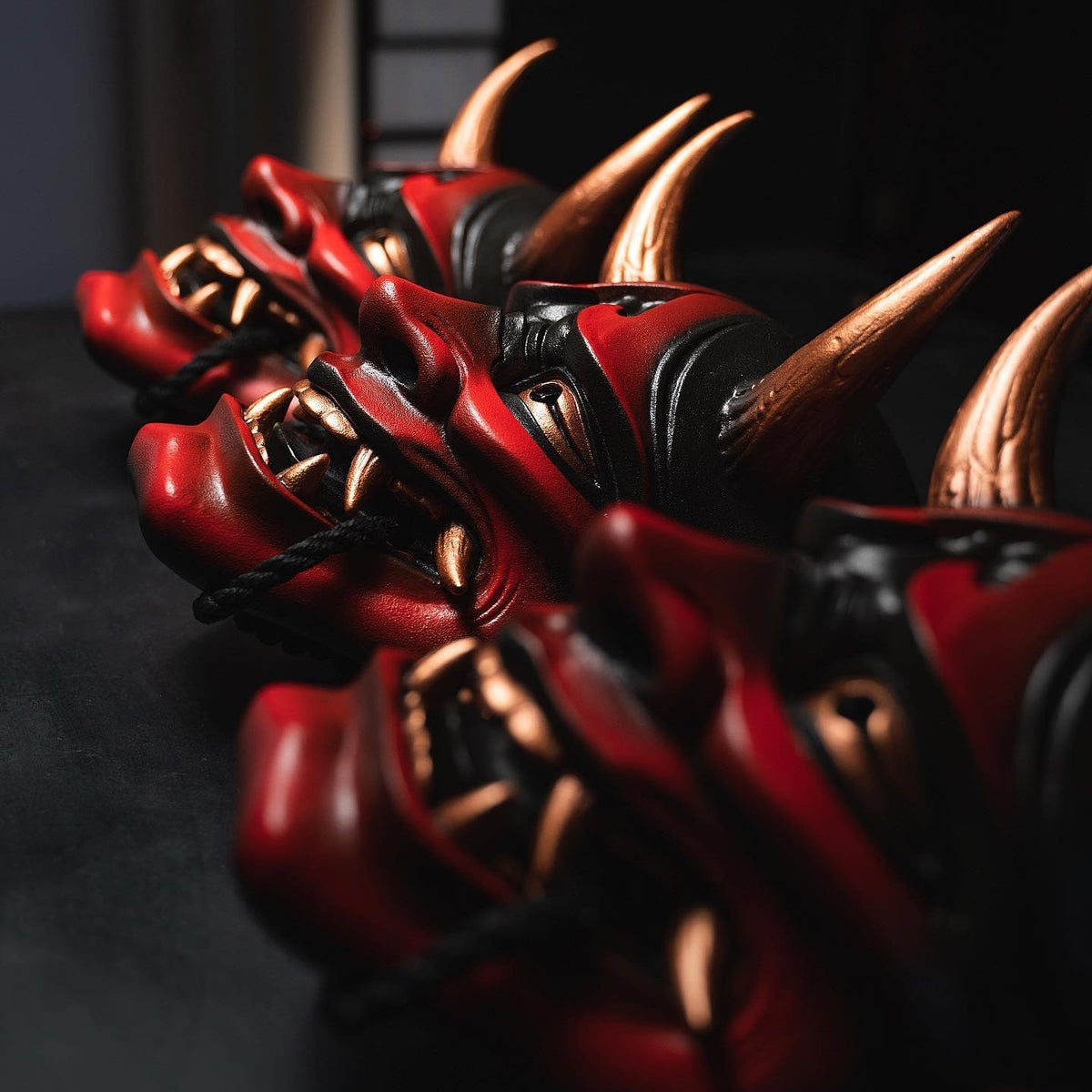 Red Hannya Demon Mask – Handcrafted Japanese Resin Oni Mask for Cosplay, Halloween, Samurai Costumes & Wall Decor