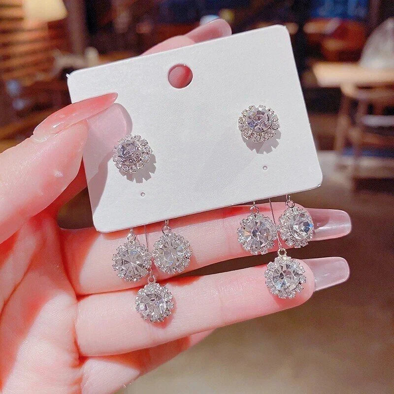 Zircon Round Leaf Earrings