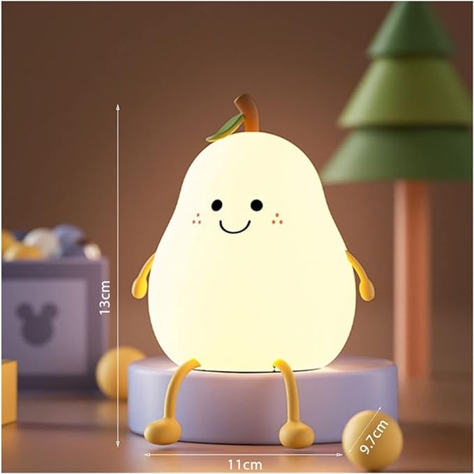 KAWAII Pear-Shaped Night Light | Soft Glow LED Lamp for Kids' Rooms