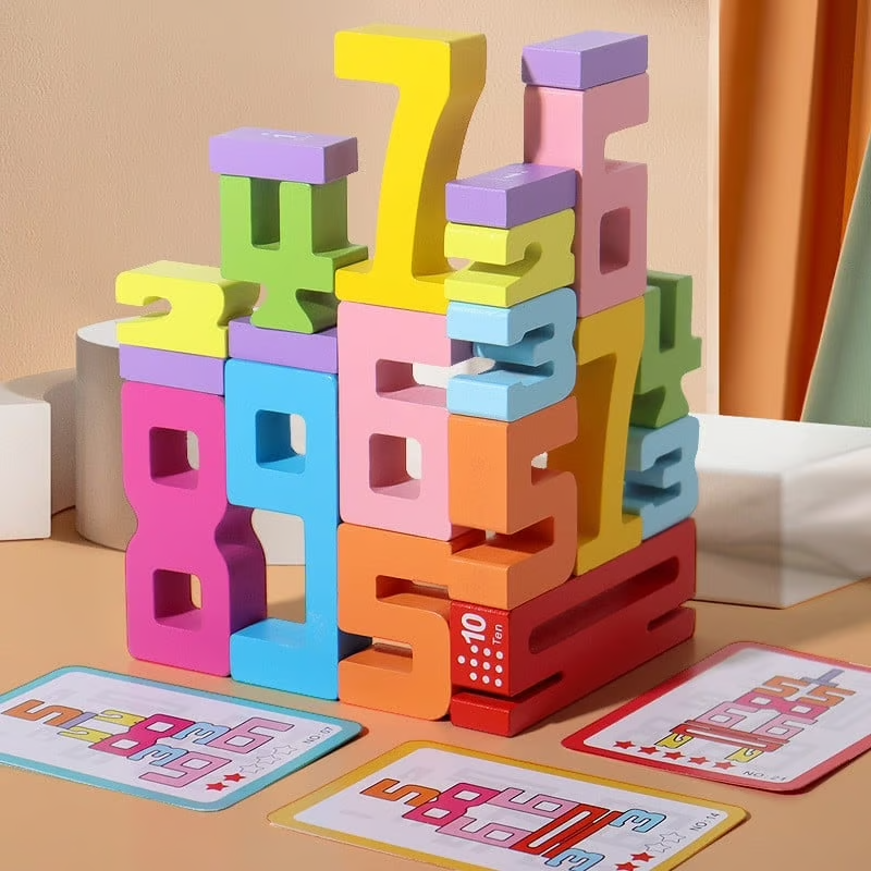 Wooden Number Building Block, Creative Montessori Stacking Toys, Early Educational Toy for Children(1 Box) - Standard Edition (10 PCS)