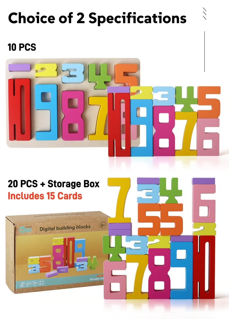 Wooden Number Building Block, Creative Montessori Stacking Toys, Early Educational Toy for Children(1 Box) - Standard Edition (10 PCS)