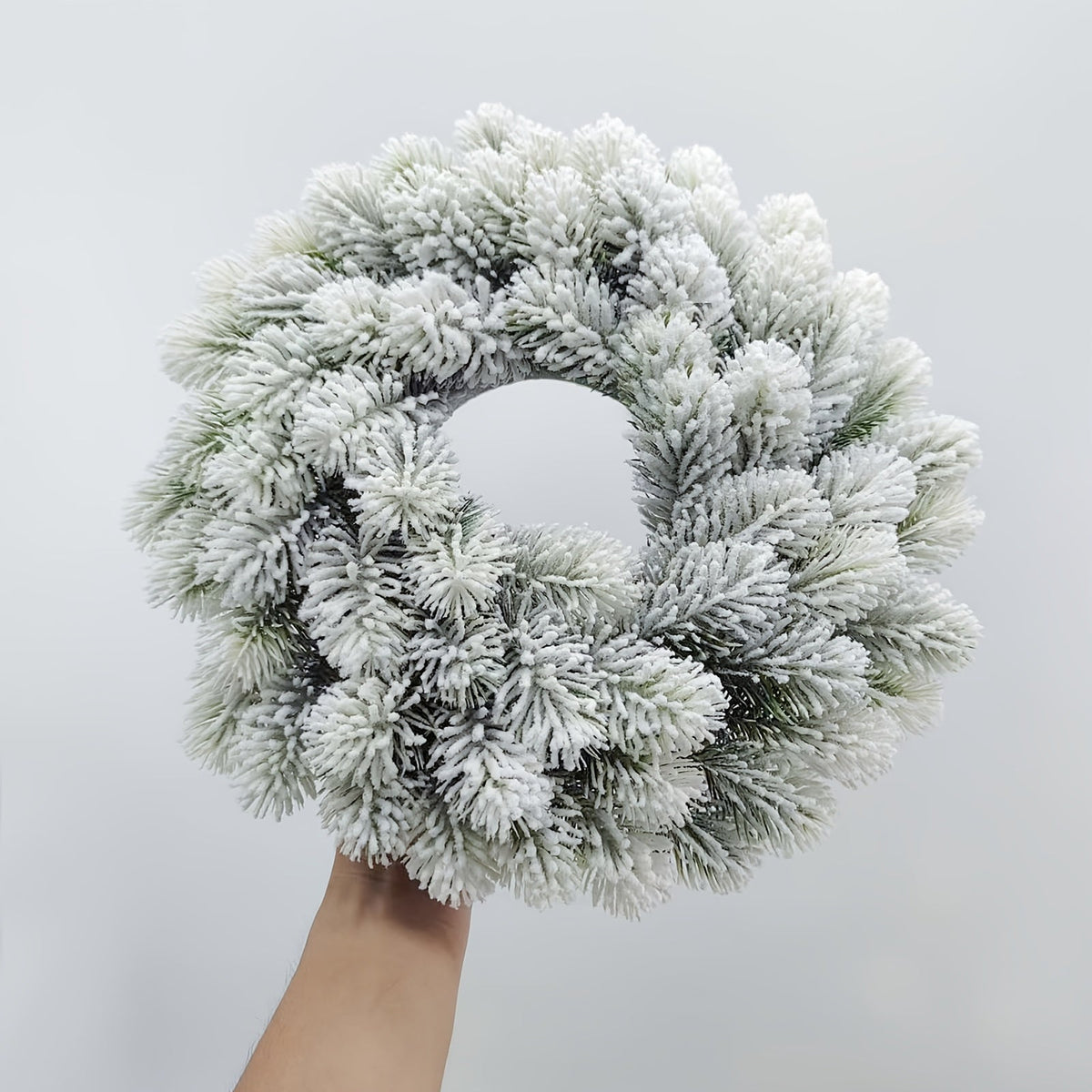 Christmas Wreath Snow Flocked Pine Door Wall Hanging Decoration