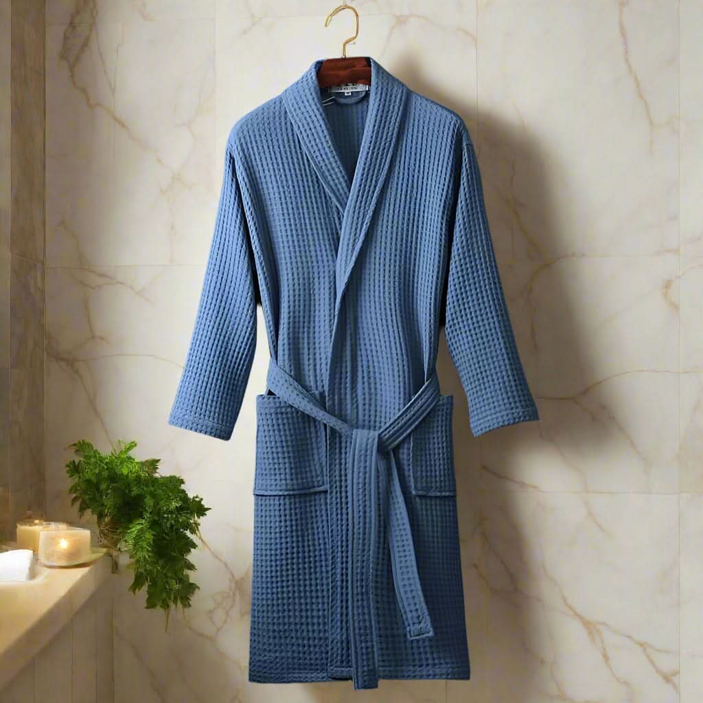 LuxeWeave Robe – Lightweight Unisex Bathrobe with Waffle Texture