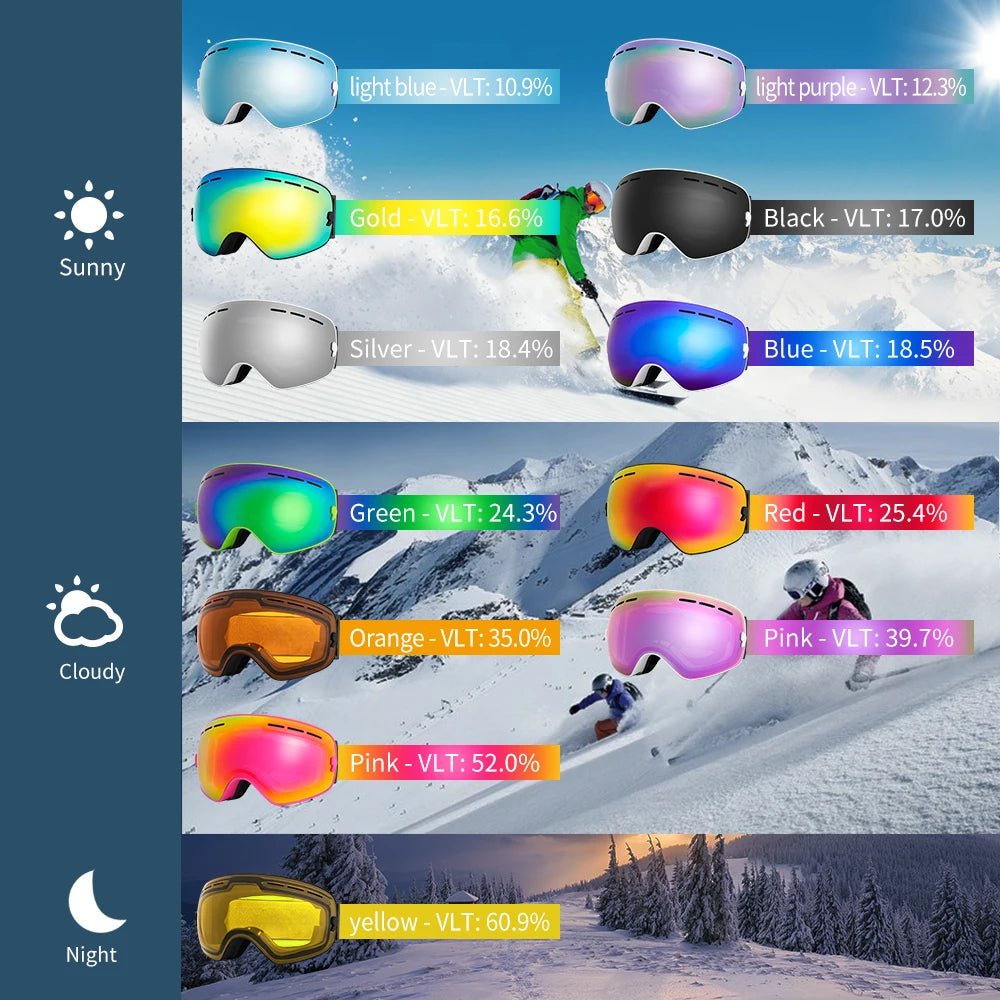 ARCTICSPHERE – UV400 Anti-Fog Double-Layer Ski Goggles with Wide-View Spherical Lens
