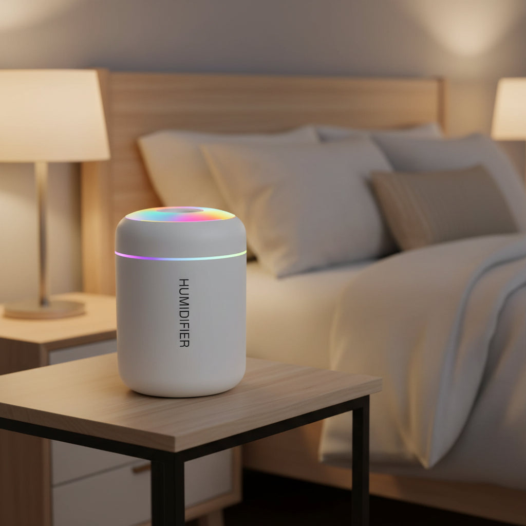 AromaMist Mini – 180ml USB Humidifier with LED Lighting