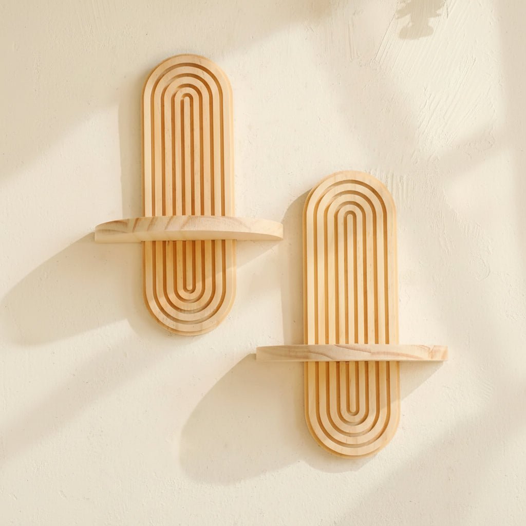 ARTISHELF – Boho Geometric Wooden Floating Shelves for Stylish Wall Storage