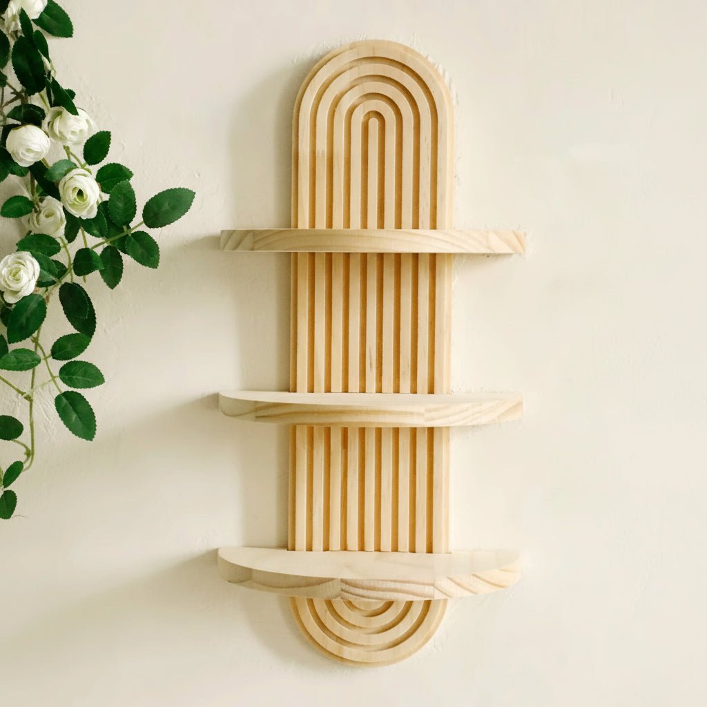 ARTISHELF – Boho Geometric Wooden Floating Shelves for Stylish Wall Storage