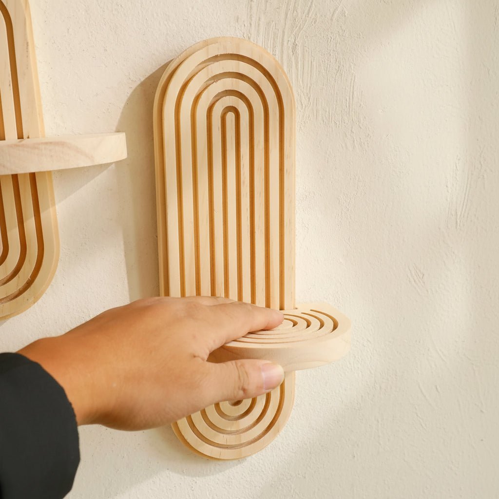 ARTISHELF – Boho Geometric Wooden Floating Shelves for Stylish Wall Storage