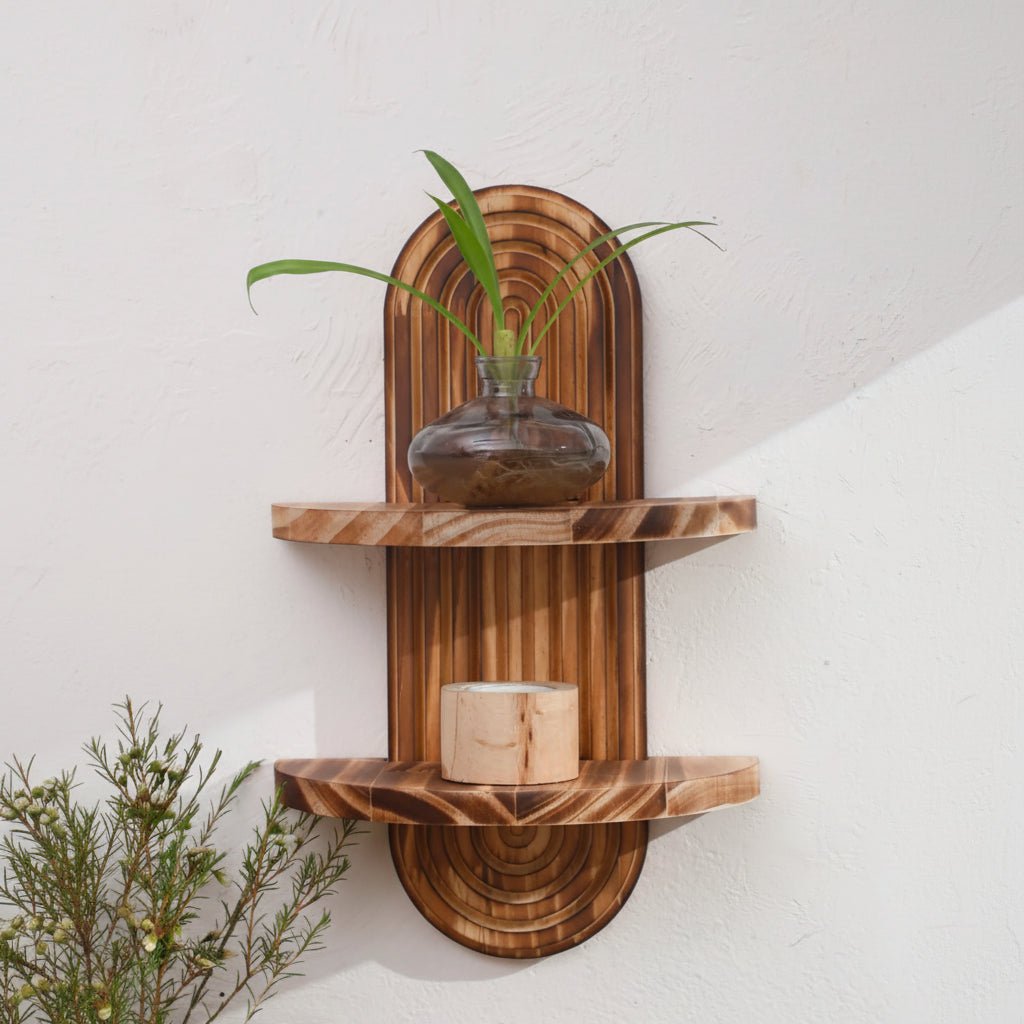 ARTISHELF – Boho Geometric Wooden Floating Shelves for Stylish Wall Storage