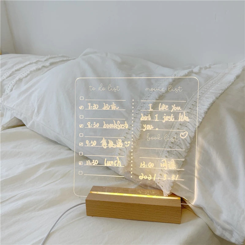 MemoGlow – Stylish Acrylic Note Board with Wooden Stand