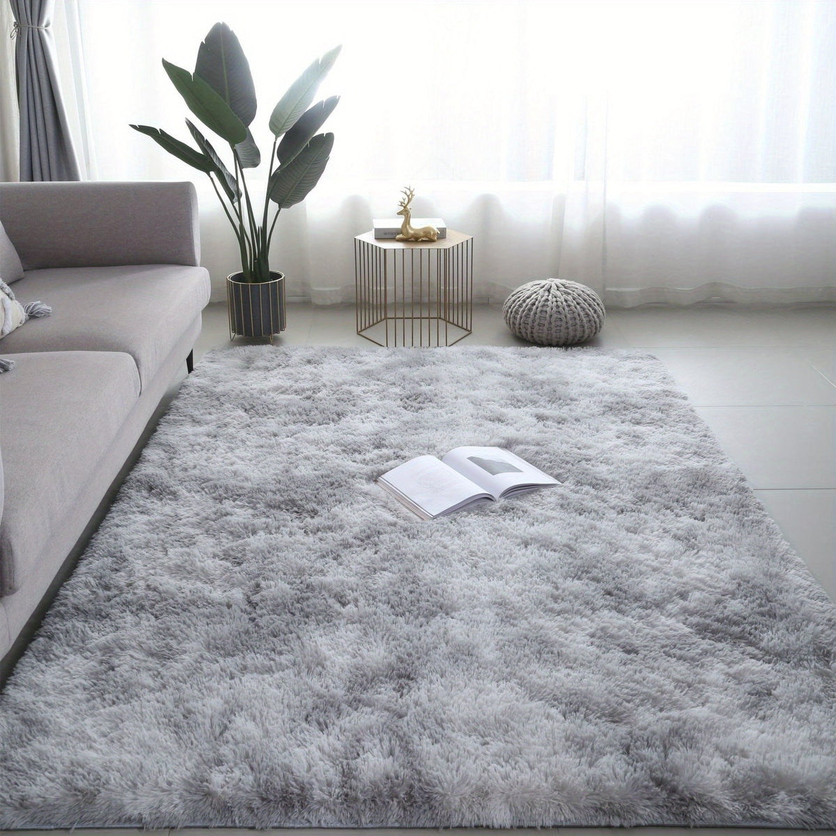 Soft Plush Area Rug – Non-Slip Fuzzy Shaggy Bedside & Living Room Carpet