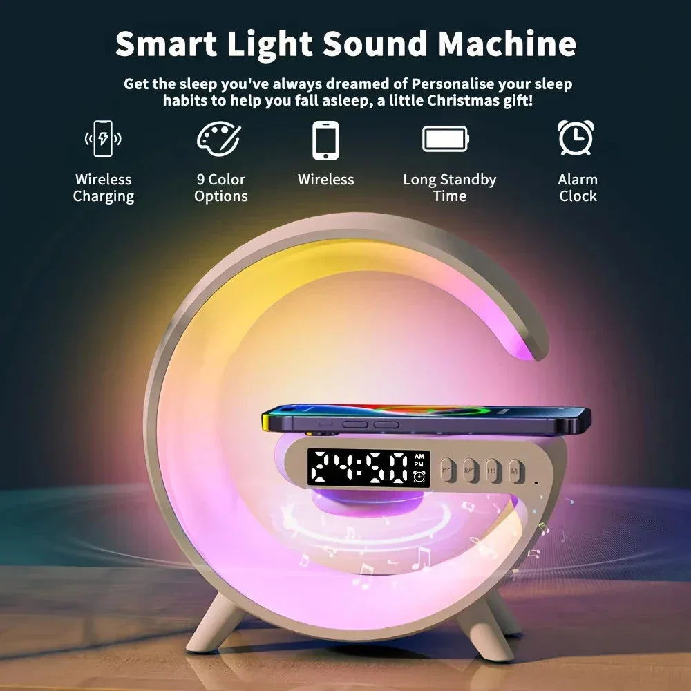 Multifunctional Bluetooth Speaker with Light, Wireless Charging, and Clock