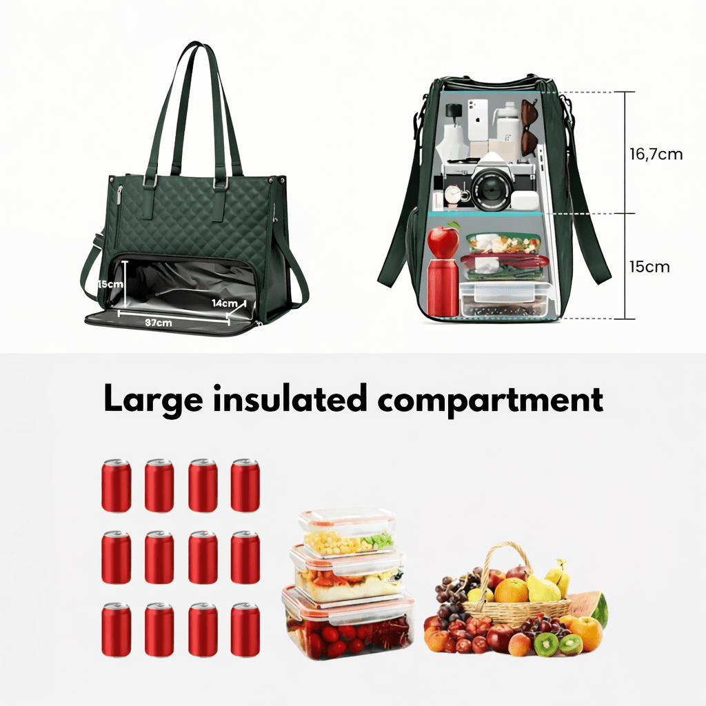 Bagsball 2-in-1 – Stylish Tote Bag with Insulated Lunch Compartment
