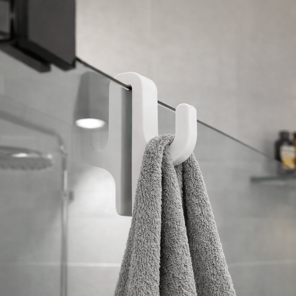 BATHVITRA – Elegant Glass Shower Hook for Stylish Bathroom Organization
