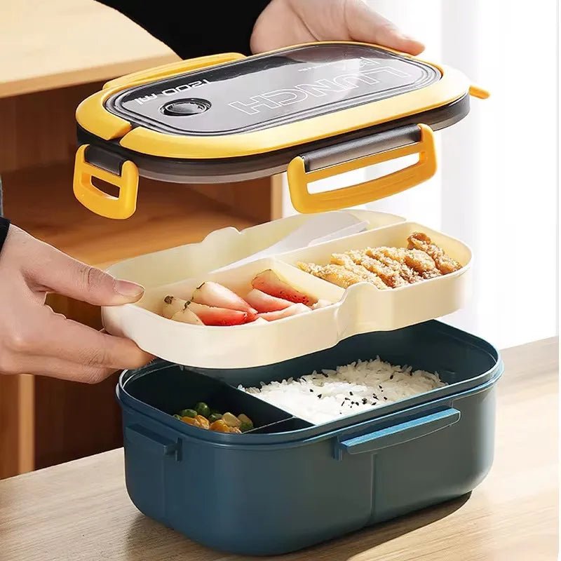 BENTOLEVEL – Double-Tier Bento Lunch Box with Cutlery for Organized Meals