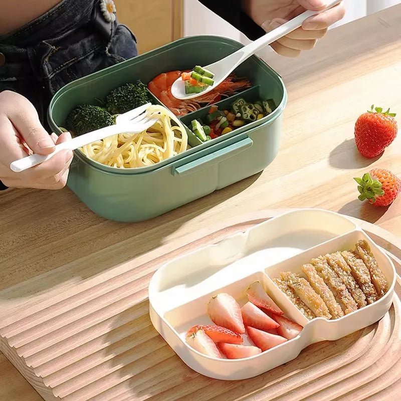 BENTOLEVEL – Double-Tier Bento Lunch Box with Cutlery for Organized Meals