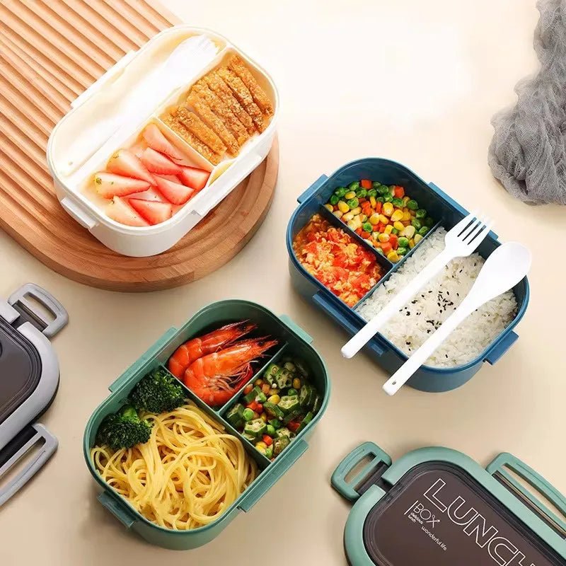 BENTOLEVEL – Double-Tier Bento Lunch Box with Cutlery for Organized Meals