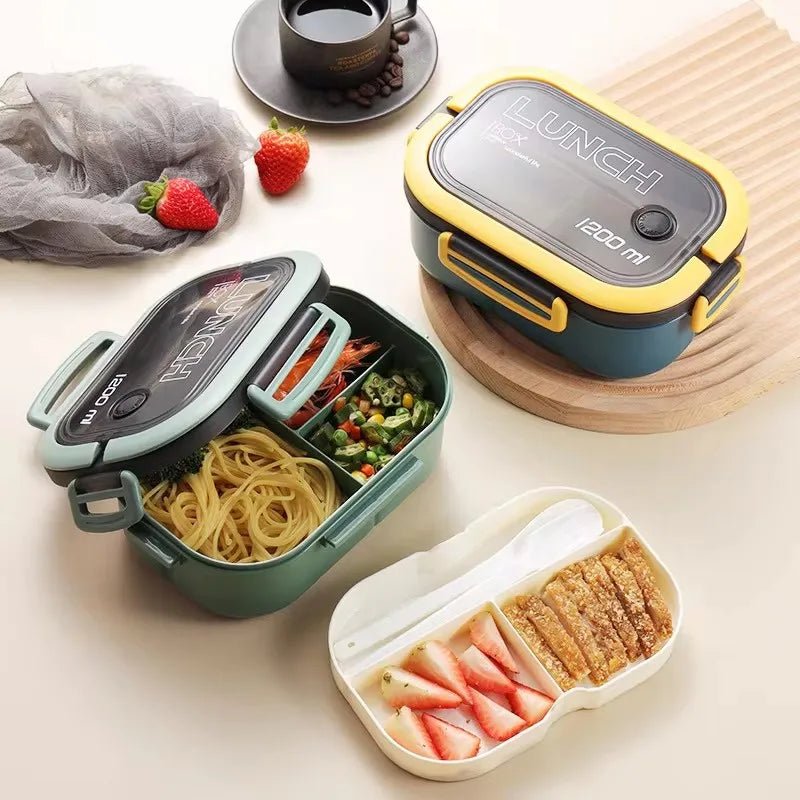 BENTOLEVEL – Double-Tier Bento Lunch Box with Cutlery for Organized Meals