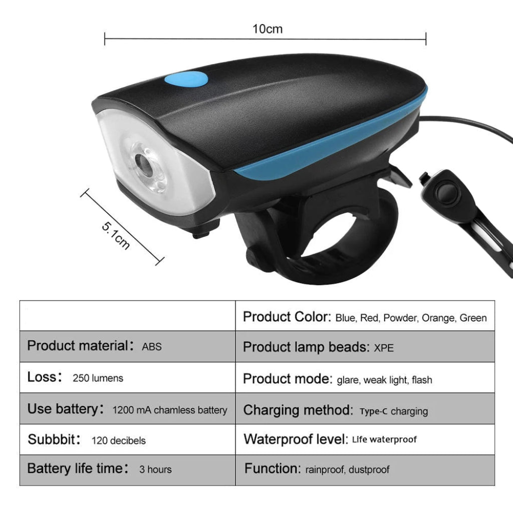 BIKEALERT – Rechargeable 3-in-1 LED Bicycle Light & Horn for Smart Cycling Safety