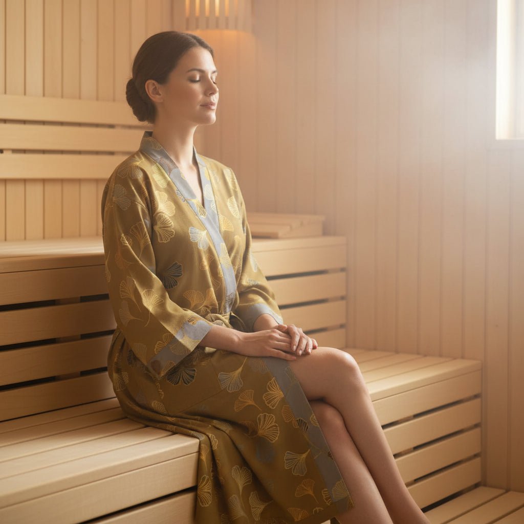 BILORAE – Ginkgo Cotton Kimono Bathrobe for Breathable Daily Comfort