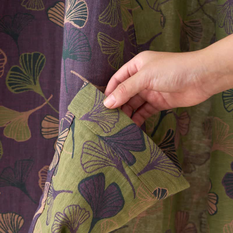 BILORAE – Ginkgo Cotton Kimono Bathrobe for Breathable Daily Comfort
