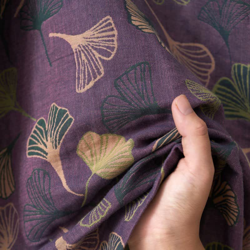 BILORAE – Ginkgo Cotton Kimono Bathrobe for Breathable Daily Comfort