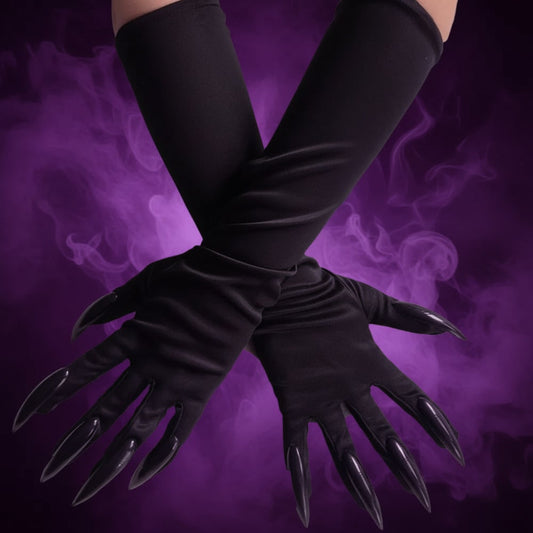 Black Elbow Length Claw Gloves for Halloween Witch Costume