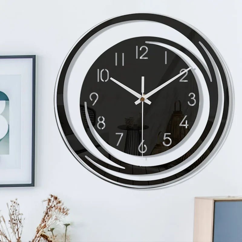 BLACKHOUR – Modern Black Acrylic Wall Clock with Silent Operation