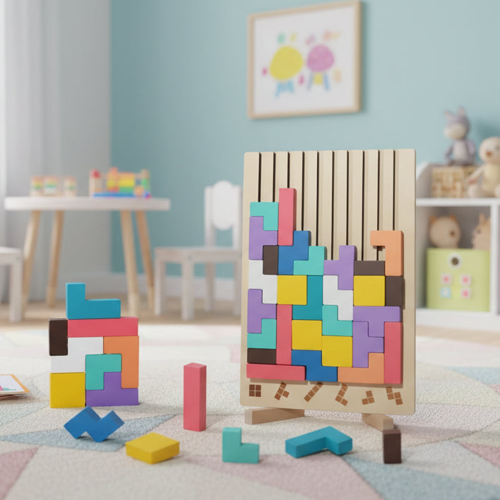BLOCKWISE – Montessori Wood Tetris Stacking Toy for Learning and Play