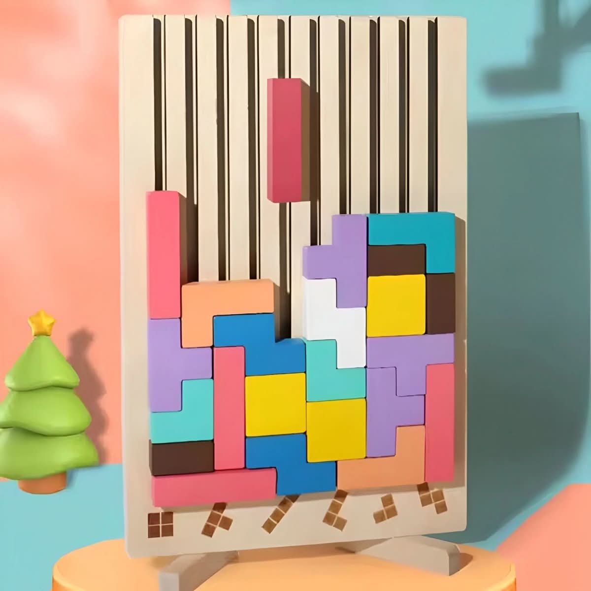 BLOCKWISE – Montessori Wood Tetris Stacking Toy for Learning and Play