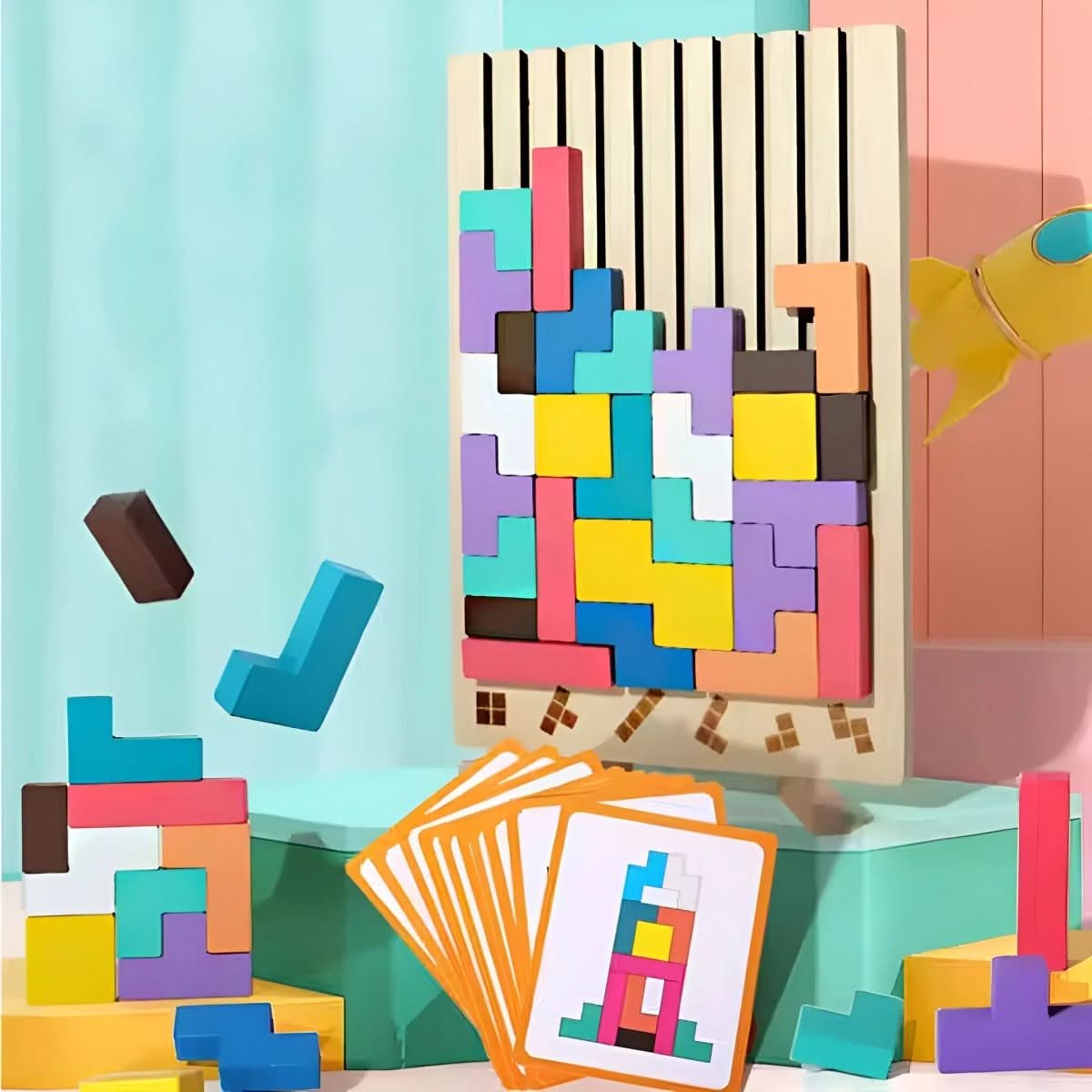 BLOCKWISE – Montessori Wood Tetris Stacking Toy for Learning and Play