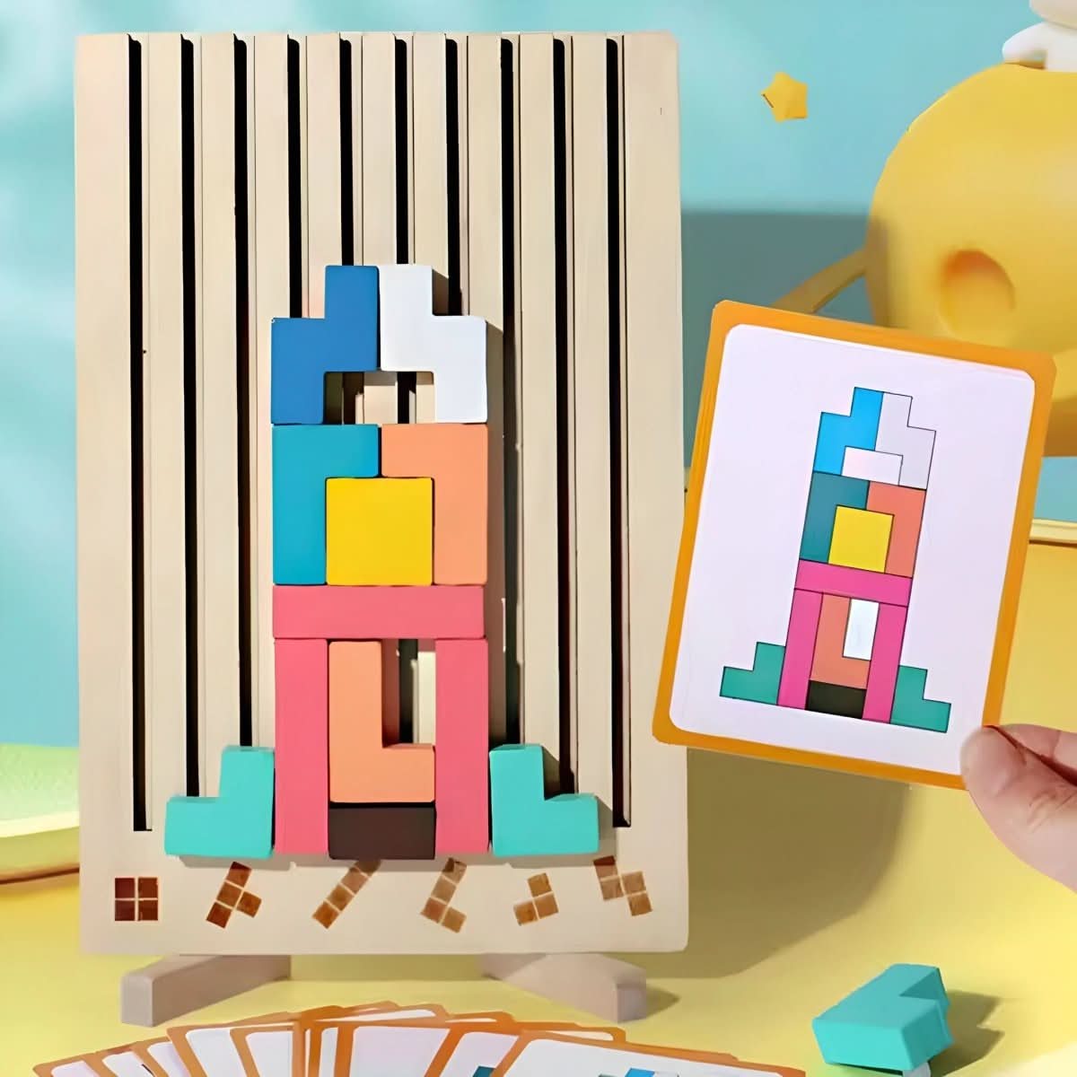 BLOCKWISE – Montessori Wood Tetris Stacking Toy for Learning and Play