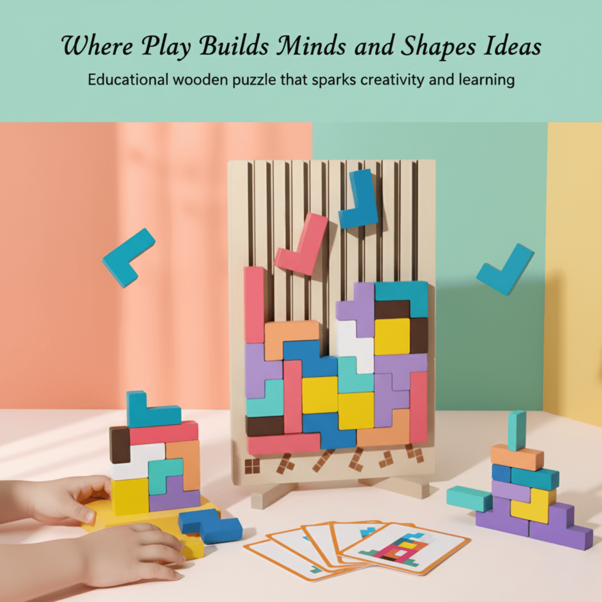 BLOCKWISE – Montessori Wood Tetris Stacking Toy for Learning and Play