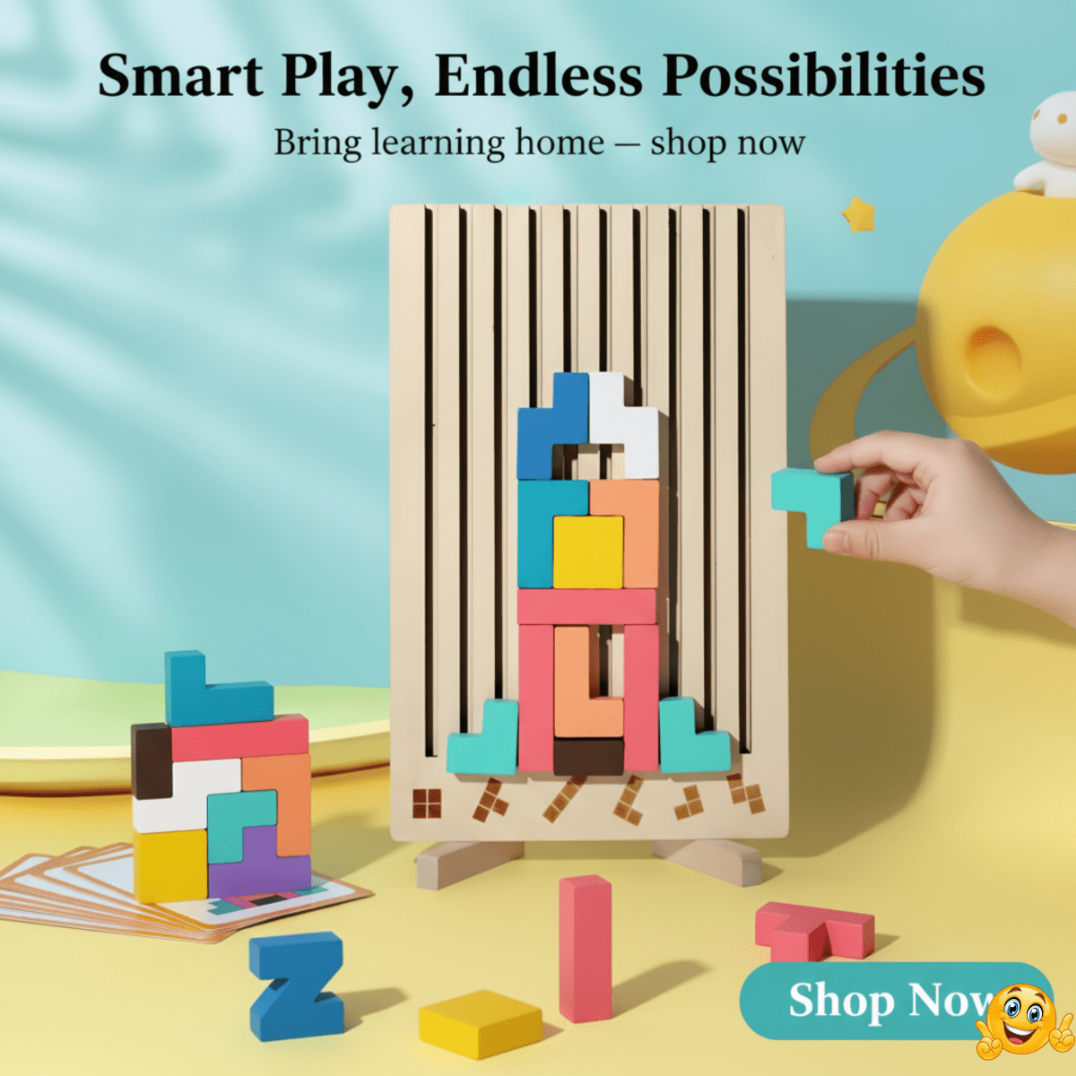 BLOCKWISE – Montessori Wood Tetris Stacking Toy for Learning and Play