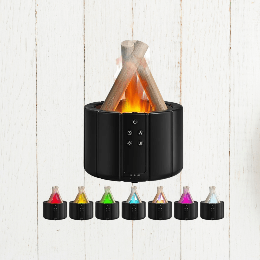 AuroMist Ultrasonic Flame Humidifier | Cozy bonfire light humidifier with aromatherapy function