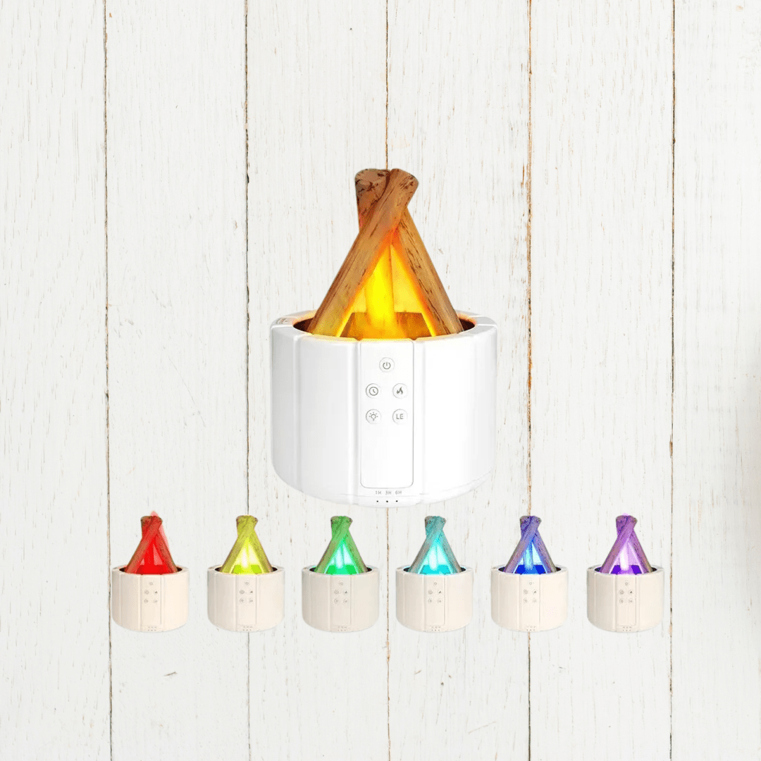 AuroMist Ultrasonic Flame Humidifier | Cozy bonfire light humidifier with aromatherapy function