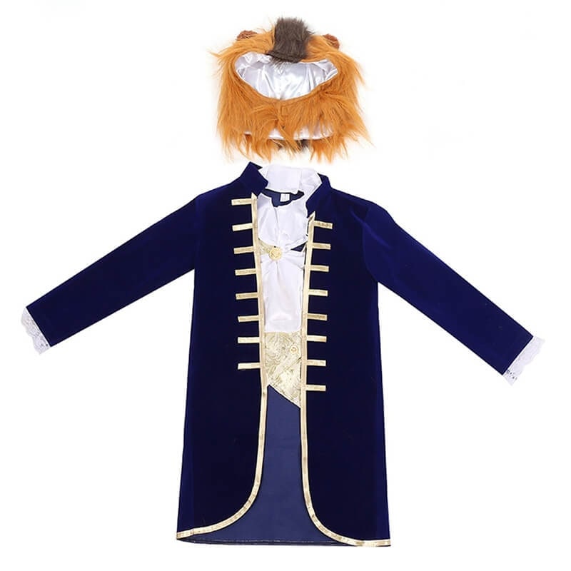 Boys' Halloween Beauty and beast mutant Costume with Velvet Jacket and Faux Fur Hood