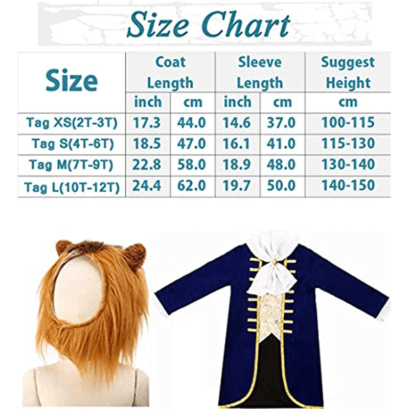 Boys' Halloween Beauty and beast mutant Costume with Velvet Jacket and Faux Fur Hood