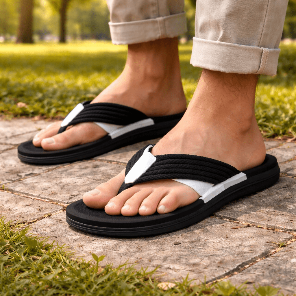 BRAIDO – Men’s Tongs with Woven Straps and Textured Footbed
