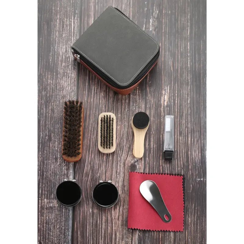 BRUSHVAULT – Premium 9-Piece Shoe Care Kit with Horsehair Brushes